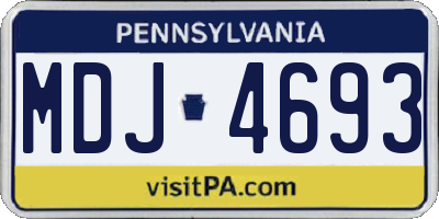 PA license plate MDJ4693