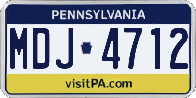 PA license plate MDJ4712