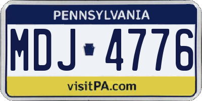 PA license plate MDJ4776