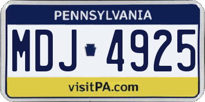 PA license plate MDJ4925