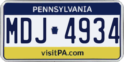 PA license plate MDJ4934