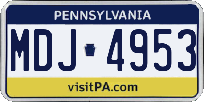 PA license plate MDJ4953