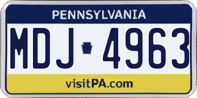 PA license plate MDJ4963