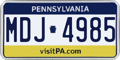 PA license plate MDJ4985