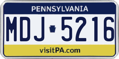 PA license plate MDJ5216