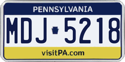PA license plate MDJ5218