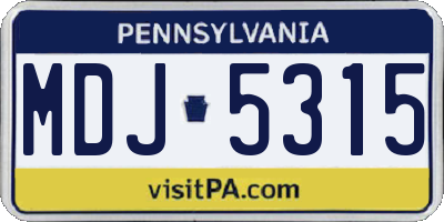 PA license plate MDJ5315