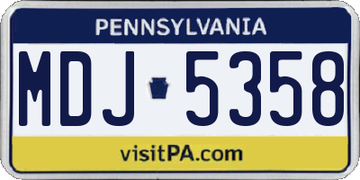 PA license plate MDJ5358