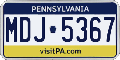 PA license plate MDJ5367