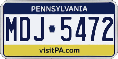 PA license plate MDJ5472