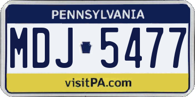 PA license plate MDJ5477