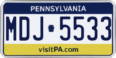 PA license plate MDJ5533