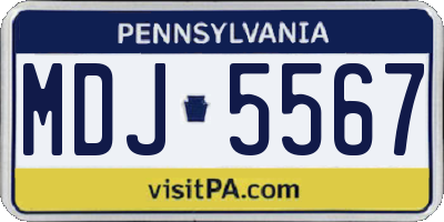 PA license plate MDJ5567
