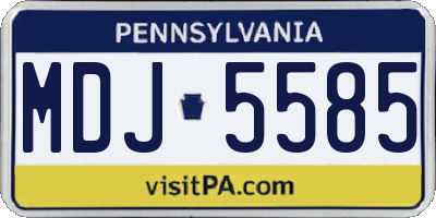 PA license plate MDJ5585