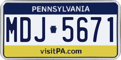 PA license plate MDJ5671