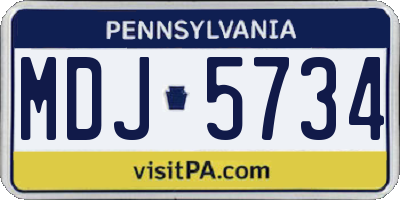 PA license plate MDJ5734