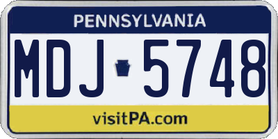 PA license plate MDJ5748