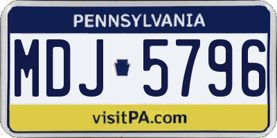 PA license plate MDJ5796