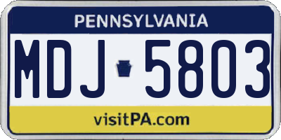 PA license plate MDJ5803