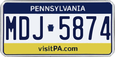 PA license plate MDJ5874
