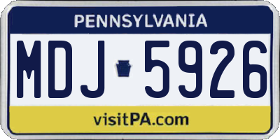 PA license plate MDJ5926
