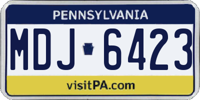 PA license plate MDJ6423