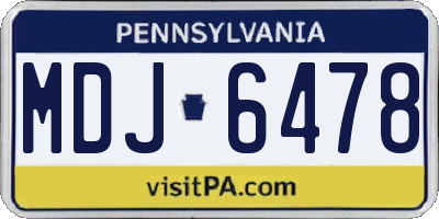 PA license plate MDJ6478
