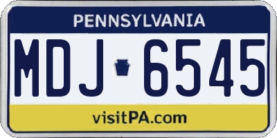 PA license plate MDJ6545