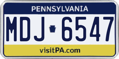 PA license plate MDJ6547