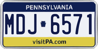 PA license plate MDJ6571