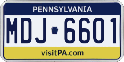 PA license plate MDJ6601