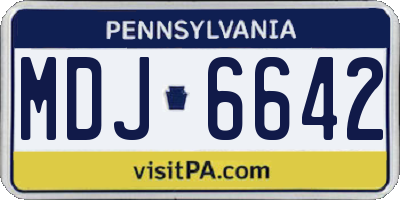 PA license plate MDJ6642