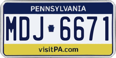 PA license plate MDJ6671