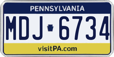 PA license plate MDJ6734