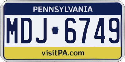 PA license plate MDJ6749