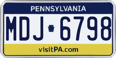PA license plate MDJ6798