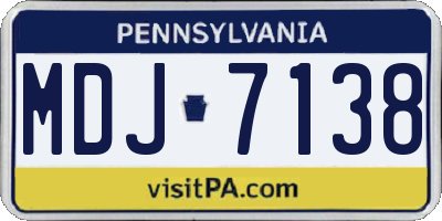 PA license plate MDJ7138