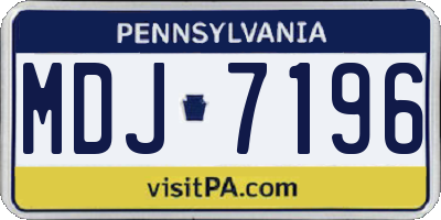 PA license plate MDJ7196
