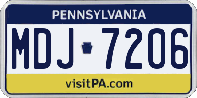 PA license plate MDJ7206