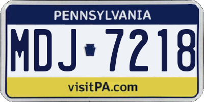 PA license plate MDJ7218