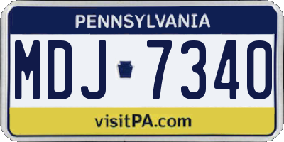 PA license plate MDJ7340