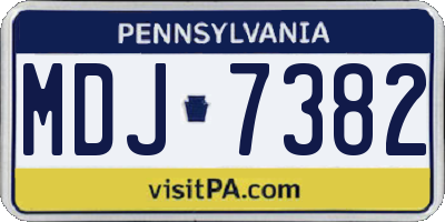 PA license plate MDJ7382