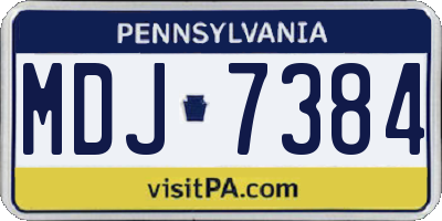 PA license plate MDJ7384