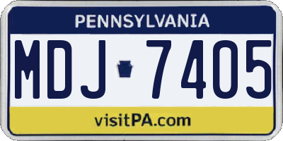 PA license plate MDJ7405