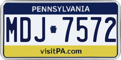 PA license plate MDJ7572