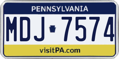 PA license plate MDJ7574