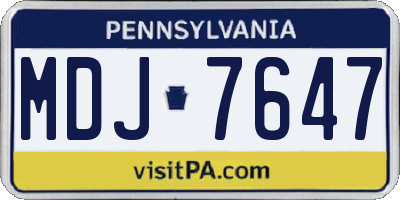 PA license plate MDJ7647
