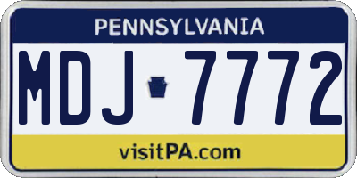 PA license plate MDJ7772