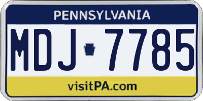 PA license plate MDJ7785