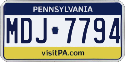 PA license plate MDJ7794